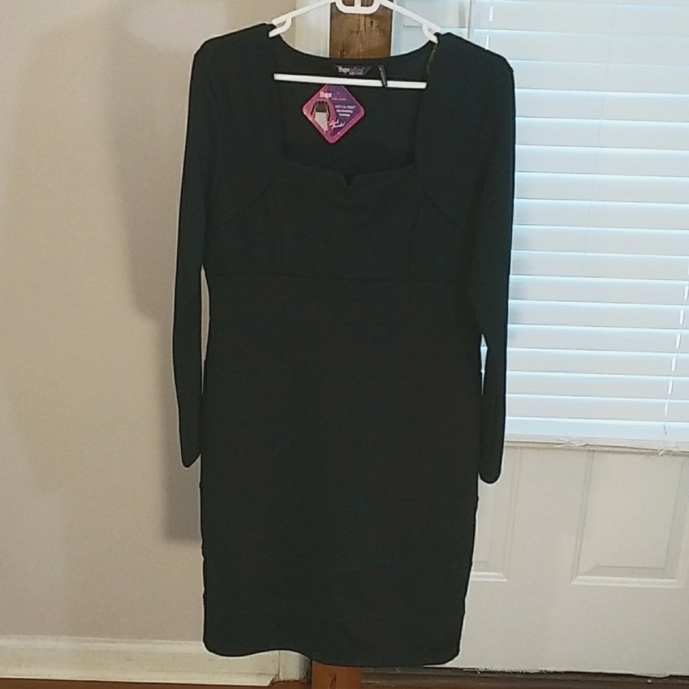 Shapesational Ultimate Shaping Black Long Sleeves Dress Size L Shape Built In
